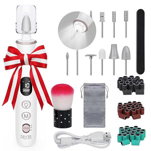 PELCAS Electric Nail File, 10 Speeds Cordless Nail Drill with LED Light, Portable Manicure and Pedicure Kit, Nail Grinder with LCD Screen for Human, Pet, Thick Toenails, Natural &amp; Acrylic Nails