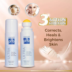 PFB Vanish Ultra with Chromabright &amp; Shitake Mushroom, Triple Action Dark Spot Remover, Ingrown Hair &amp; Razor Bump Stopper, Roll-On Skin Care Treatment, 93g ? New Formula