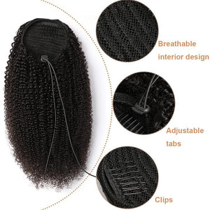 Hair Accessories Curly Shaggy Ponytail with Drawstring Hair Comb Ponytail Extensions Brazilian Human Hair Ponytail Hair Bun Women Wigs Hair Pieces For Women(24 inch)
