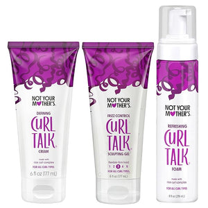 Not Your Mother's Curl Talk Frizz Control Sculpting Gel Defining Cream and Refreshing Curl Foam (3-Pack) - 6 and 8 fl oz - Formulated with Rice Curl Complex - For All Curly Hair Types