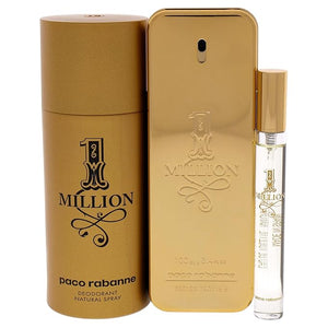 Paco Rabanne 1 Million Men 3.4oz EDT Spray 0.34oz EDT Spray 5.1oz Deodrant Spray 3 Pc Gift Set