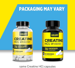 CON-CRET Creatine HCl Capsules | Muscle, Cognitive, Cellular Energy Support | No Bloating or Cramps | USA Made &amp; NSF Certified | Creatine Pills (90 ct)