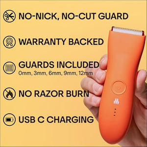 MERIDIAN The Trimmer Premium - Body Hair Trimmer &amp Electric Shaver for Men and Women for Pubic Hair Chest Legs &amp Bikini Line Waterproof &amp Rechargeable Blaze