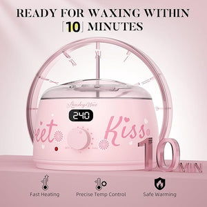 LANSLEYWAX Digital Waxing Kit for Women Men - Sweet Kiss Waxing Machine with 39 Accessories - Hard Wax Kit for Arm Leg Brazilian Bikini Face Sensitive Skin Wax Warmer Hair Removal for Home/Salon Use