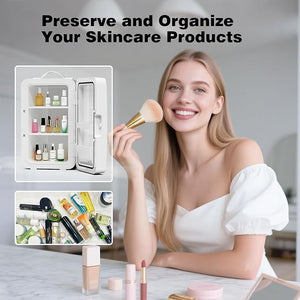 Mini Fridge for Bedroom 6L/8 Cans Skincare Fridge Portable Small Refrigerator Cooler and Warmer Compact Refrigerator for Skin Care Makeup Office Dorm and Car Includes Home Plug &amp 12V Car Charg