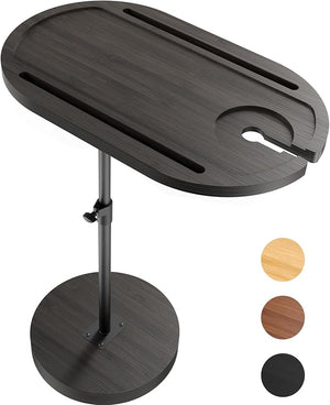 NiHome Bamboo Swivel Sofa Armrest Tray Table for Couch with Thickened Stable Base Adjustable Height TV Tray Side Table with 360¡Æ Rotating for Bath Tub Hot Tub Bedside Balcony Black