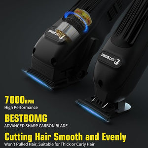 BESTBOMG¢ç Hair Clippers for Men Professional Hair Clippers Beard Trimmer&amp Rechargeable Shaver Set Metal T-Blade LED Display Barber Hair Cutting Kit for Men Grooming &amp Gifts BS-808A (Blac