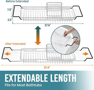 TAILI Bathtub Tray Table for Luxury Bath Expandable Extra Wide Bthtub Caddy with Reading Holder 304 Stainless Steel Over The Tub Bath Tray for Bathroom Accessories