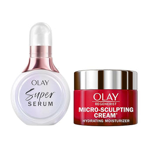 Olay Super Serum and MicroSculpting Cream Mini Duo Best Sellers Kit, Super Serum 0.4 FL OZ , MSC 0.5 FL OZ