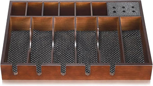 Noverlife Wooden Barber Clipper Tray Anti-slip Hairdresser Clipper Organizer Wood Barber Table Collector Professional Hair Trimmer Holder Cosmetic Container Razor Tool Case Box with 5 Slots