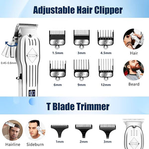 Professional Hair Clippers and Trimmer Set Beard Trimmer &amp Foil Shaver &amp Nose Trimmer Kit for Men Cordless Mens Clippers and Grooming Kit for Hair Cutting Beard Styling Home Barber