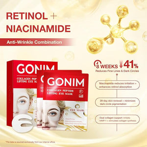 GONIM Under Eye Patches 360¡Æ Fit Eye Mask with Collagen Peptide Salmon DNA PDRN Retinol &amp Niacinamide Eye Patches for Puffy Eyes and Dark Circles Travel Essentials 4 pairs