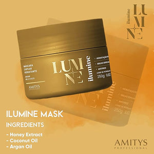 Ilumine Hair Mask Deep Hydrating Coconut Oil Honey Extract Clean Shine Anti-Frizz Petroluem-Free Sulfate-Free Paraben-Free Vegan 250 grams