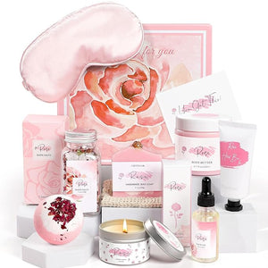 Mother's Day GiftsRose Spa Gifts Set Bath Gifts Set for Women Relaxing Spa Gift Basket for Women Self Care Package Home Spa Products Birthday Gifts for Mom Mother's Day (Rose)