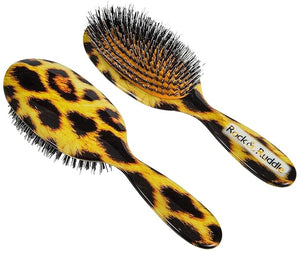 Rock &amp Ruddle Natural Mixed Boar Bristle Hair Brush for Women and Kids (Large 21cm) - Perfect for Wet or Dry Hair Detangling Smoothing Blowdrying - Designed &amp Made in UK - Leopard Print Desi