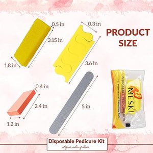 DDKPLASTIC 200-Piece Pedicure Kit for Foot Care ? Includes Yellow Pumice Pad Mini Nail Buffer Wooden Nail File (80/100 Grit) Toe Separators ? Professional Spa Tools for Home and Salon Use