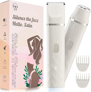 Electric Shaver for Women, 2-in-1 Facial &amp; Pubic Hair Removal for Body, IPX7 Waterproof, Painless Rechargeable Electric Razor, Cordless Portable Travel Size, Ceramic Blade, Women¡¯s Gift, White