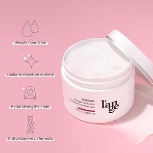 L'ANGE HAIR Borago Deep Conditioning Masque with Borage Oil - 10 Oz Jar Nourishes and Strengthens Hair Manages Frizz and Enhances Moisture Sulfate &amp Paraben-Free for Dry Hair Unisex