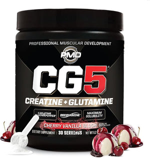 PMD Sports CG5 - Premium Creatine and L Glutamine Powder - Maximum Strength Power Recovery Build Lean Muscle Increase Performance - Pre-Workout and Post Workout - Cherry Vanilla Slush (30 Servings)