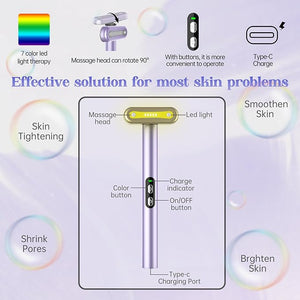 Light-Therapy-Wand Red Light Therapy for Face and Neck Facial Wand 7 in 1 Led Beauty Wand Red &amp Blue Rejuvenation Face &amp Eye Massager Skincare Tool