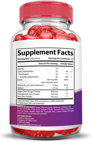 Justified Laboratories (2 Pack Keto Drops Keto ACV Gummies Extreme 2000MG Keto Drops Keto Gummies Advanced Formula Apple Cider Vinegar with Pomegranate Beet Juice Powder B12 Vegan Non GMO 120 Gummys