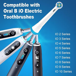 8 Pack iO Replacement Heads Compatible with Oral B iO, for Oral B iO 2/3/4/5/6/7/8/9/10 Series Toothbrushes, Medium Bristles, Soft Yet Effective, White