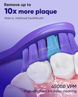 MySmile DY156 Electric Toothbrush for Adults Rechargeable Sonic Battery Toothbrush Portable with 3 Brush Heads 2 Mins 5 Modes Smart Timer 45000VPM One Charge for 60 Days