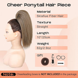 SEIKEA Cheer Ponytail Hair Piece 10 Straight Tangle-Resistant Smooth Natural Blonde Cheerleader Hairpiece Ponytail Extension for Cheer Competition Dance Performance Ash Blonde
