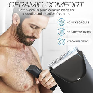 HUMMINGBIRD MK5 Pubic Hair Trimmer for Men ? Ceramic Blade No Nick No Cut Ball Trimmer Waterproof USB-C Rechargeable LED Display Charging Dock &amp Travel Pouch Body Trimmer &amp Ball Shaver