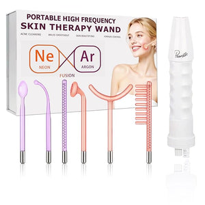 Skin Therapy Wand - Portable Skin Therapy Machine with 6 Glass Tubes - Clarifying - Skin Tightening &amp; Radiance - Wrinkle Reducing