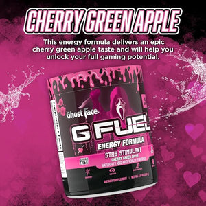 G Fuel Ghost Face Energy Drink Powder Pre Workout Caffeine Mix for Gaming Sugar Free Focus Amino Vitamin + Antioxidants 9.9oz (Cherry Green Apple 40 Servings)