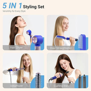 Blow Dryer Brush Set, Air Sculpt 5-in-1 Hot Air Brush Blow Dryer - Salon Blowout Styler for Smooth Curls, Volumizing &amp; Straightening with 5 Interchangeable Heads, Sleek &amp; Frizz-Free Hair