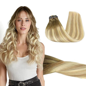 GOO GOO Clip in Hair Extensions Real Human Hair Remy Human Hair Extensions Clip ins for Women Natural Human Hair 20inch 110g 7Pcs 5A/90/16F Bahamian Balayage