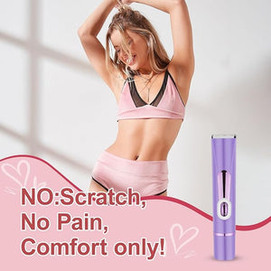 Bikini Trimmer for Women Electric?Double Head Dual Purpose, Ceramic Blade,IPX7 Waterproof,LCD Power Display,USB Rechargeable,Wet/Dry Painless Hair Removal for Face &amp; Body (Violet)