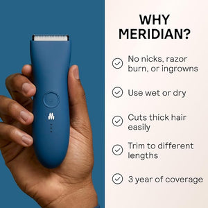 MERIDIAN The Trimmer Original - Body Hair Trimmer for Men Electric Shaver for Pubic Hair Chest Legs &amp Bikini Waterproof &amp Rechargeable Ocean
