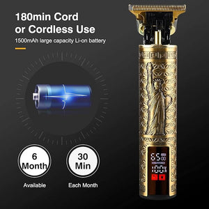 Professional Hair Clippers for Men Electric Haircut Kit Hair Trimmer Grooming Waterproof Rechargeable Close Cutting T Blade Trimmer USB Rechargeable Clippers for Hair Cutting