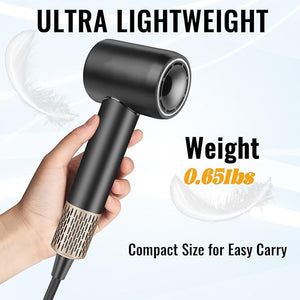 Portable Ionic Hair Dryer with High-Speed Brushless Motor ? Small Lightweight Low Noise Blow Dryer with Travel Bag ? Fast Drying Hairdryer for Women and Men