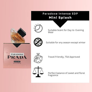 Prada Paradoxe Intense Perfume For Woman Mini EDP Travel Splash 0.23 Fl Oz