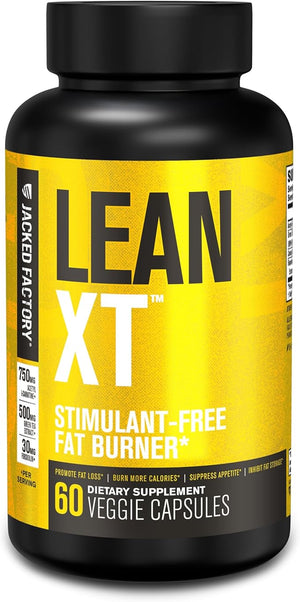 Jacked Factory Lean-XT Caffeine Free Fat Burner - Non Stim Weight Loss Supplement Appetite Suppressant &amp Metabolism Booster | Acetyl L-Carnitine Green Tea Extract Forskolin - 60 Natural Diet Pi