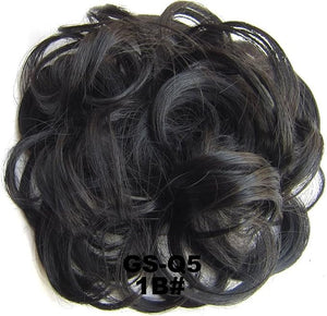 Hair Bun 1 Pack Messy Bun Hair Hoops Ponytail Hair Extensions Synthetic Donut Hair Bun Curly Wavy Hair Bun Wigs for Women Hair Bun Piece(1B)