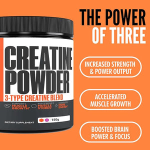 Crazy Muscle Creatine Monohydrate Powder 5000mg Premium 3X ThreeAtine Pre Workout Mass Gainer High Absorption Easy to Take Powder Optimum Performance for Men &amp Women 30 Servings