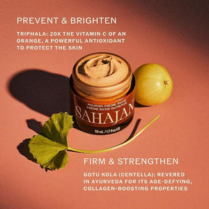 Sahajan Nourish Cr?me Riche with Vitamin C + Centella | Clinically-Proven Clean Ayurvedic Anti-Aging Rich Facial Moisturizer | Fine Lines &amp Wrinkles Firming Anti-Aging | 1.7 fl oz