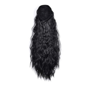 SONGCHAO Fake Hair Bun 22 Inch Long Wavy Wig Hair Slices Women Wig Bun Hair Clips Synthetic Curly Ponytail Extensions for Women Daily Use Hair Accessories (Color : A Size : 22inch/55CM)