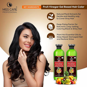 Original MC Mix Fruit Vinegar Gel Colour (Dark Brown) - 1000 ml Ammonia Free Hair Dye for Men and Women Smooth Application