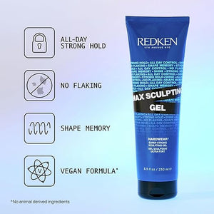 Redken Max Sculpting Gel For All Hair Types - Provides Body &amp High Shine Finish With Long-Lasting Shape Memory Flake-Free Control