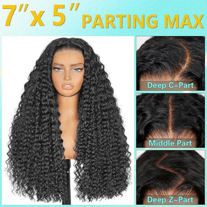 Wear and Go Glueless Wigs Human Hair Pre Cut HD Lace 7x5 Deep Wave Lace Front Wigs Human Hair Pre Plucked 200% Density Glueless Drawstring Wig for Beginners 20 Inch Natural Color Pre Everything
