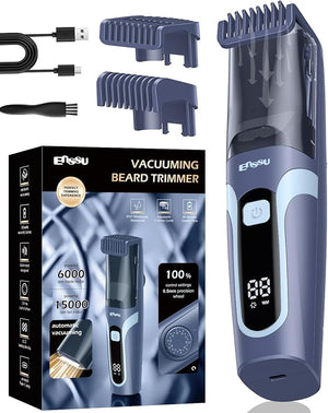 Beard Trimmer for Men Auto-Vaccum Rechargeable Electric Men Beard Trimmers with 2 Combs 1-20mm Adjustable Length Dial Waterproof Cordless Mustache Trimmer for Face Stubble