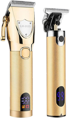 Ymiko Men Hair Clippers, Cordless Barber Hair Cutting Machine Kit Haircut Grooming Set LEDs Digital Display Built in High Capacity Rechargeable Cell Electric ShaversT Blade Barber Cut Machines