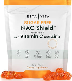 Sugar-Free NAC Gummies (Immune Support Complex) N-Acetyl Cysteine, Vitamin C &amp; Zinc - Supports Respiratory Health, Liver Detox &amp; Cleanse, Kidney Function, NAC Supplement for Kids and Adults -