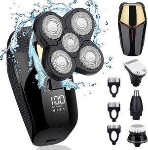 4 in 1 Electric Head Shaver Set - Bald Shaver, Wet &amp; Dry, Cordless, with Nose &amp; Ear Trimmer, Facial Cleansing, Rechargeable, IPX6 Waterproof